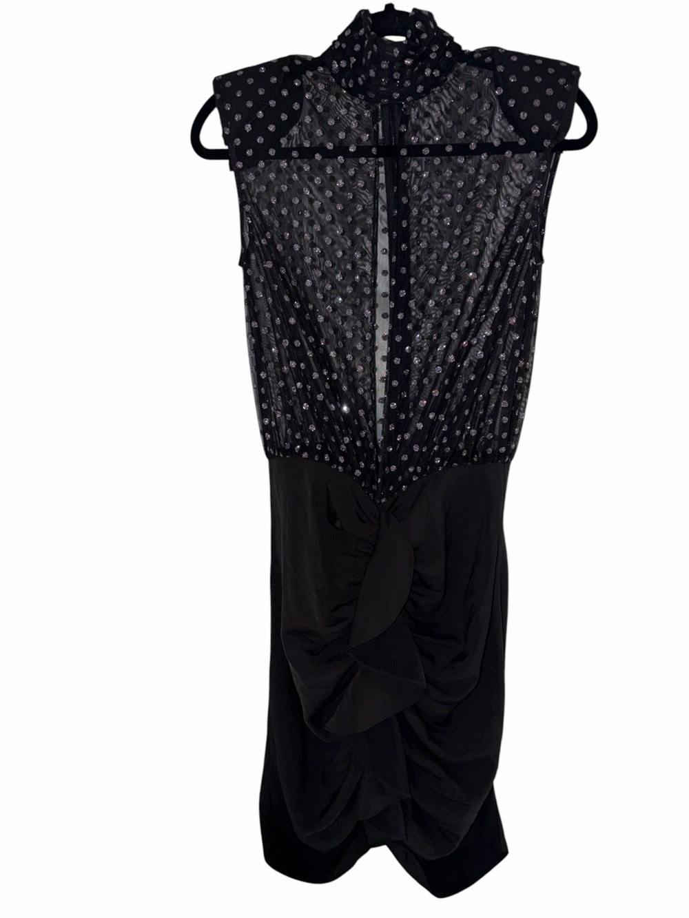 NBD x REVOLVE Sample Sale Harper Dress Black Glitter Polka Dot Mini Small As Is - Picture 2 of 11